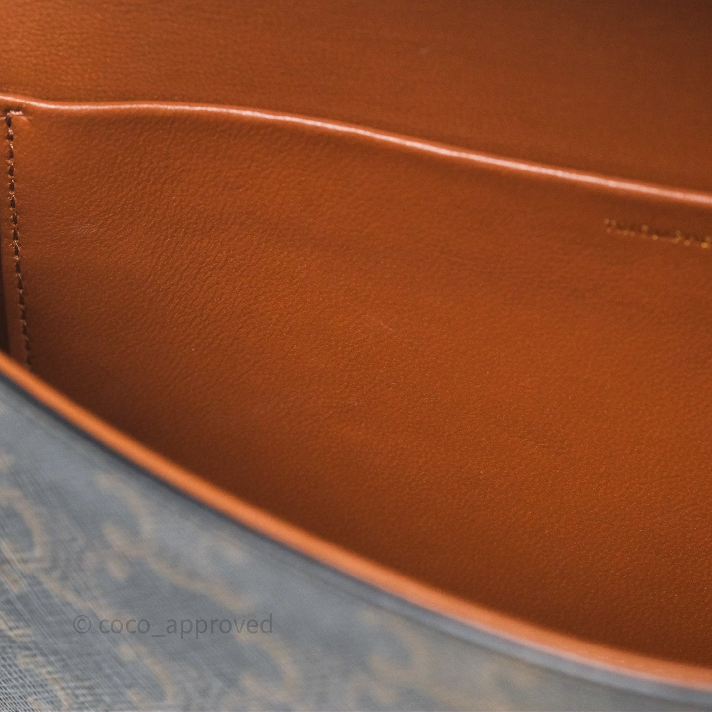 Celine Triomphe Shoulder Bag Tan Calfskin Triomphe Canvas
