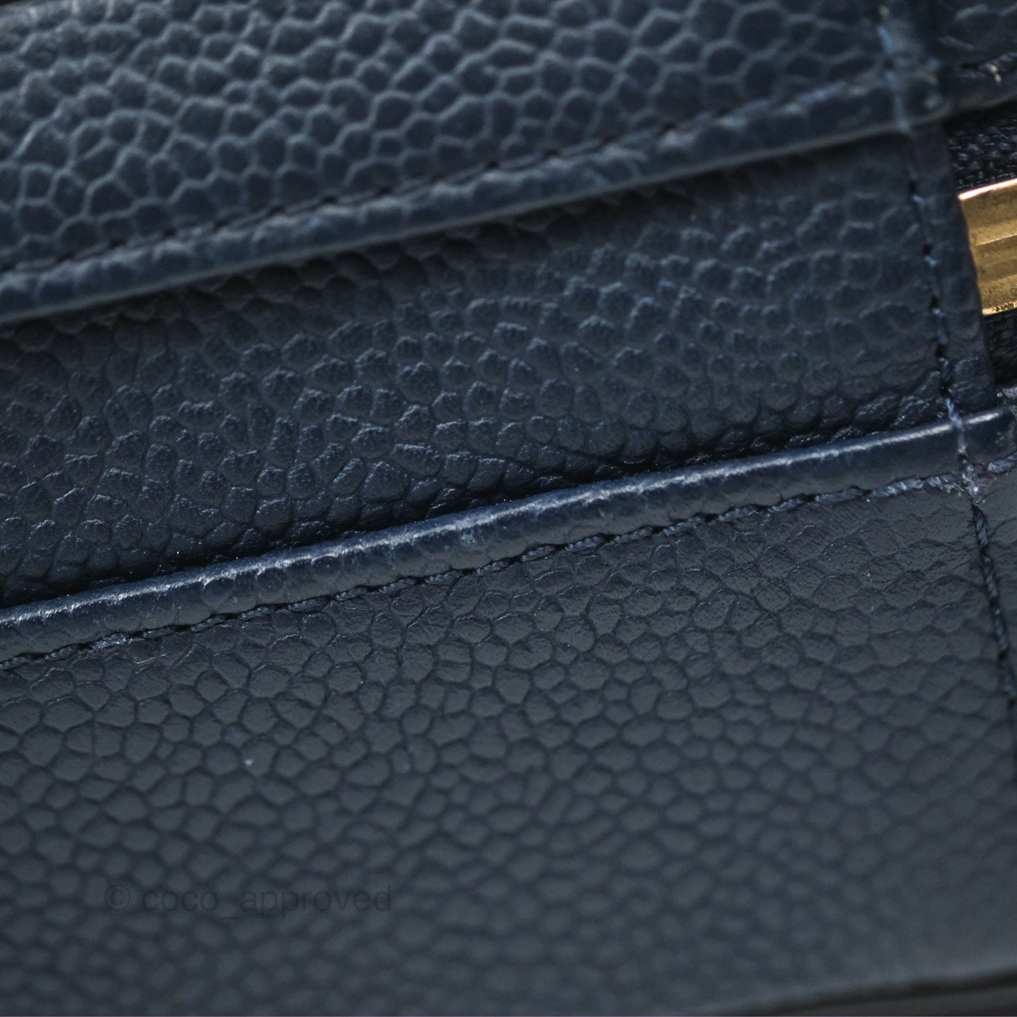 Chanel Quilted Small CC Filigree Vanity Case Navy Black Caviar Gold Hardware