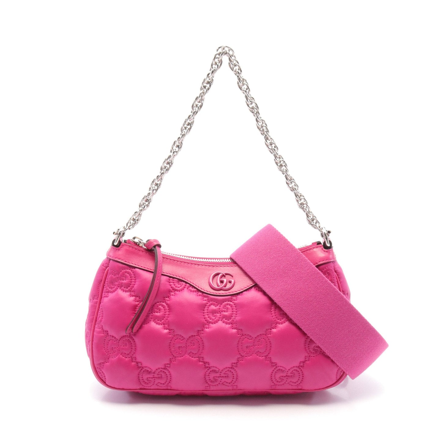 Luxury Gucci Trending 2025 GG Matelasse Chain handbag Nylon Leather Pink purple 2WAY