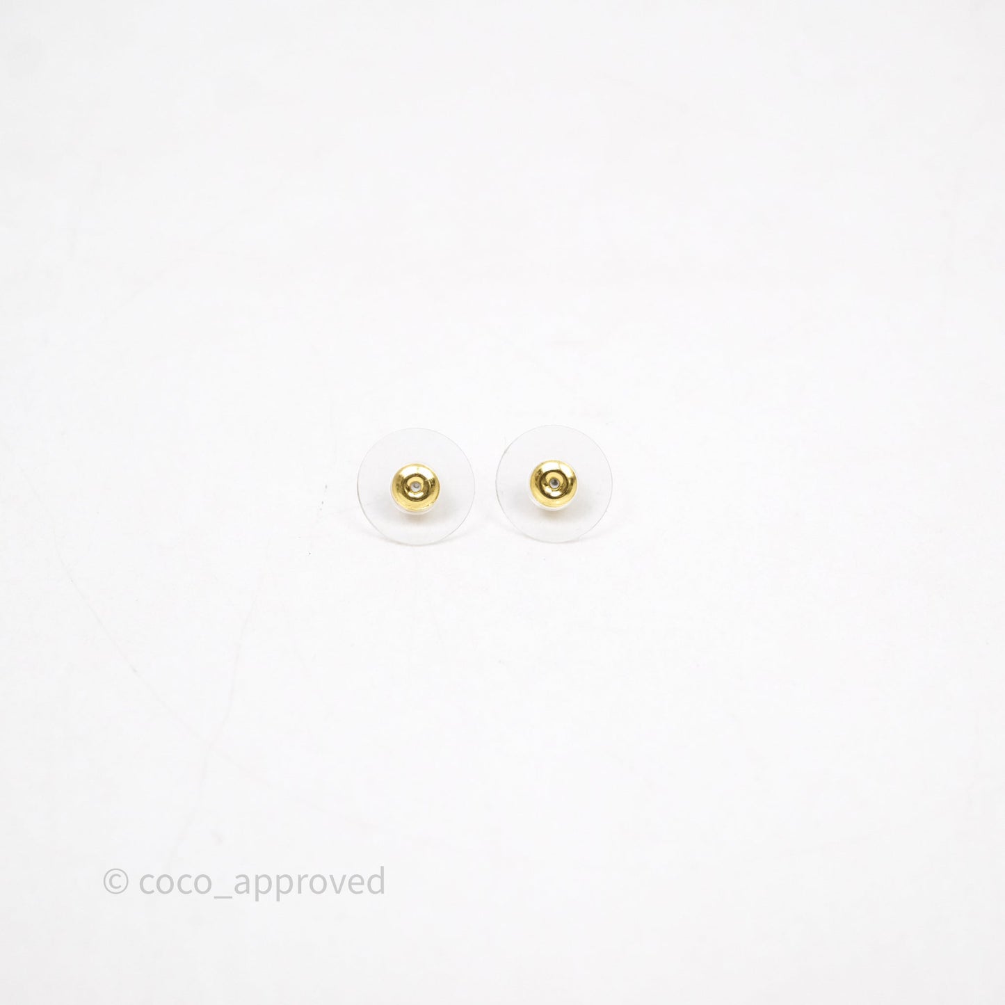 Chanel CC Crystals Shell Fish Drop Earrings Gold Tone 25C