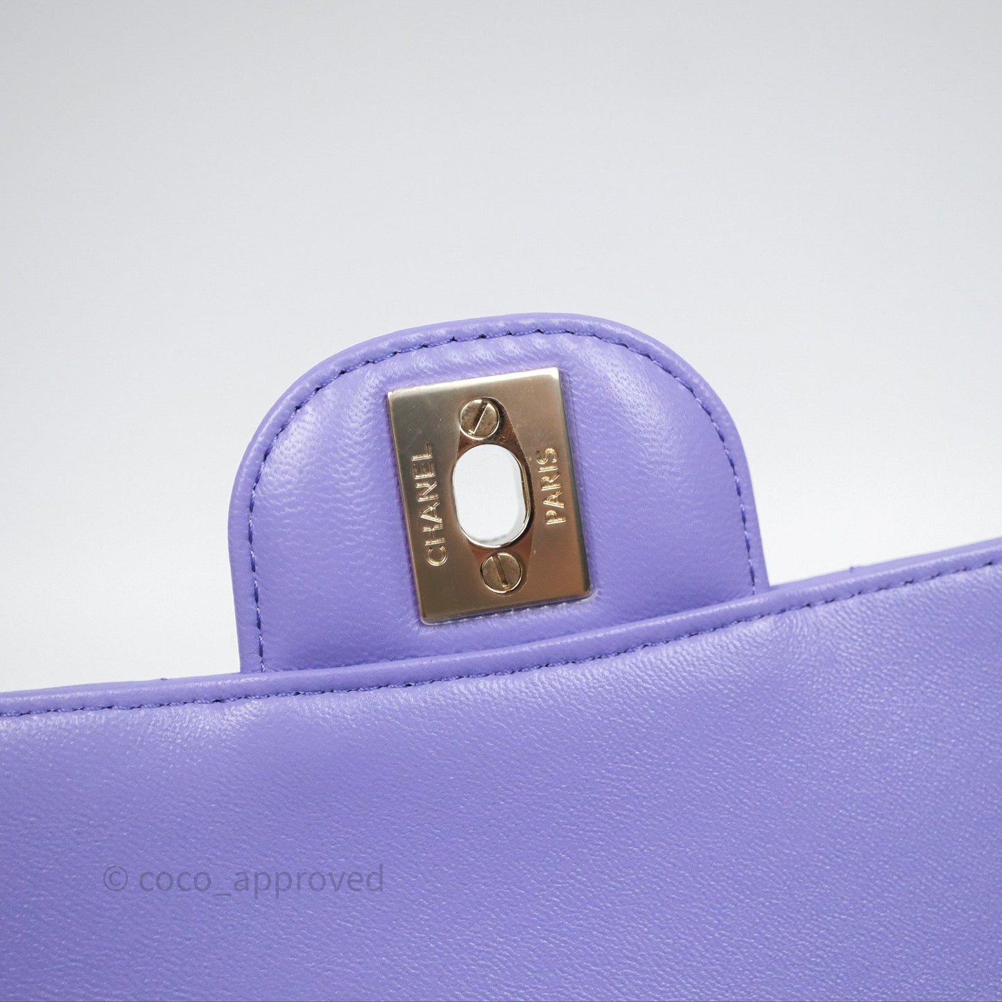 Chanel Quilted Mini Rectangular Chevron Purple Lambskin Gold Hardware