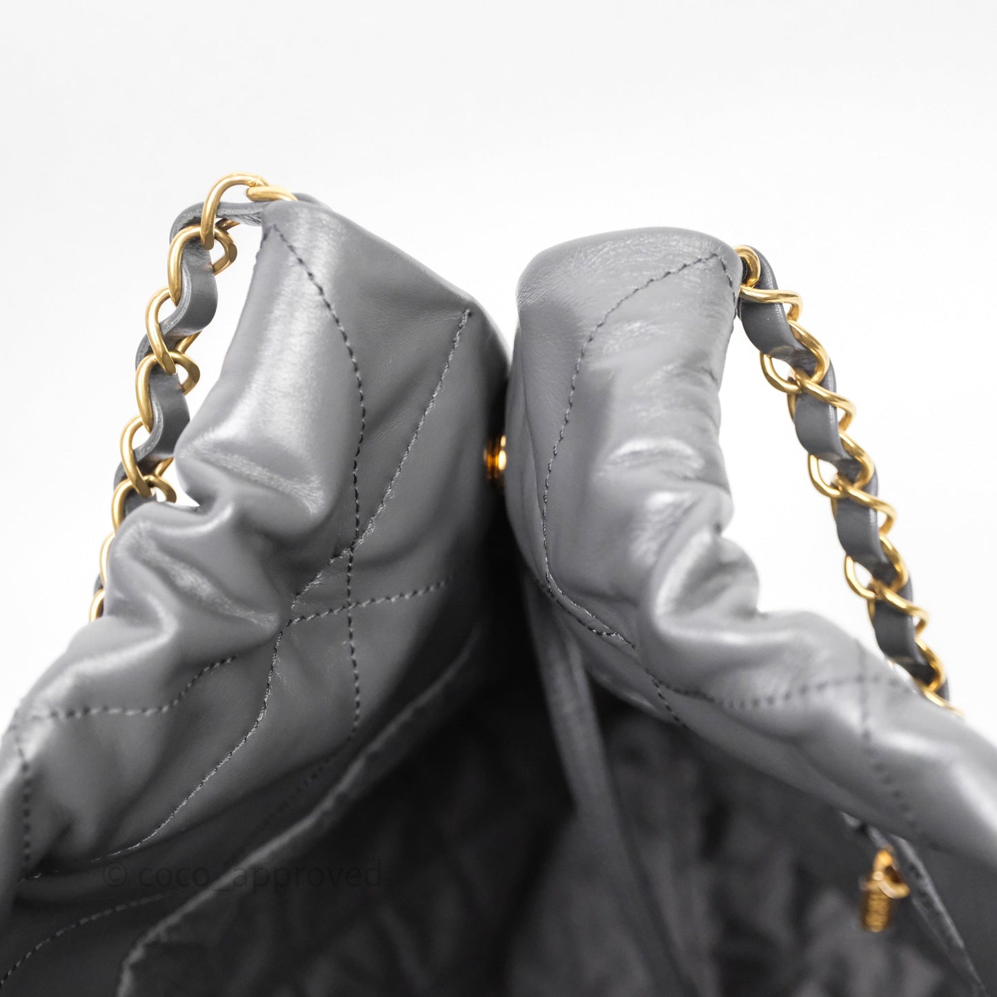 Chanel 22 Bag Medium Dark Grey Calfskin Gold Hardware