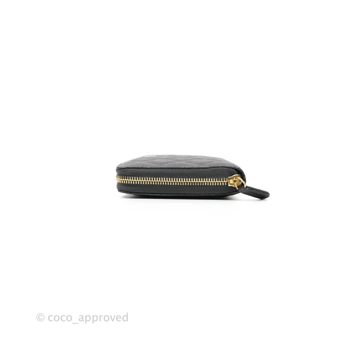 Chanel Quilted Zip Around Travel Wallet Iridescent Black Caviar Gold Hardware 19S