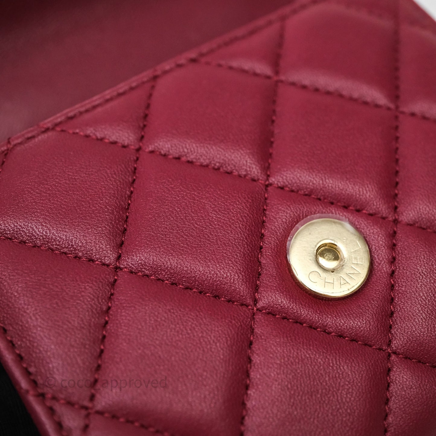 Chanel Mini Top Handle Flap Bag Red Lambskin Gold Hardware