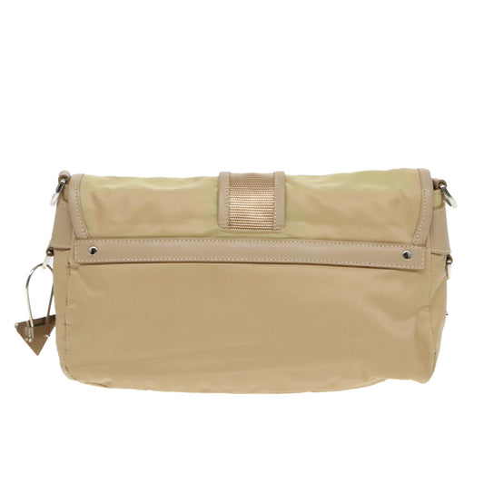 Luxury Prada Shoulder Bag Nylon Beige Silver  94862