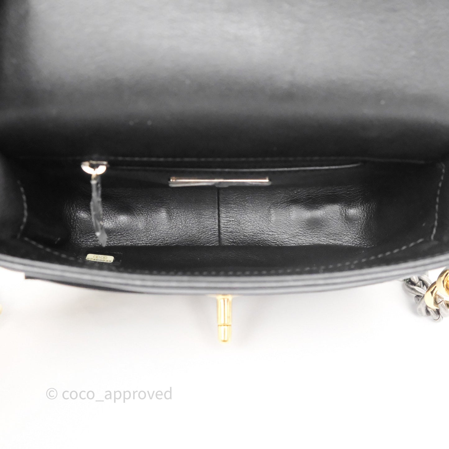 Chanel Small Precious Union Flap Black Calfskin Gold & Silver Hardware