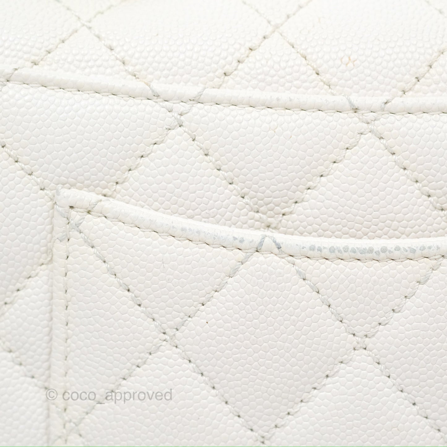 Chanel Extra Mini Quilted Coco Handle White Caviar Gold Hardware
