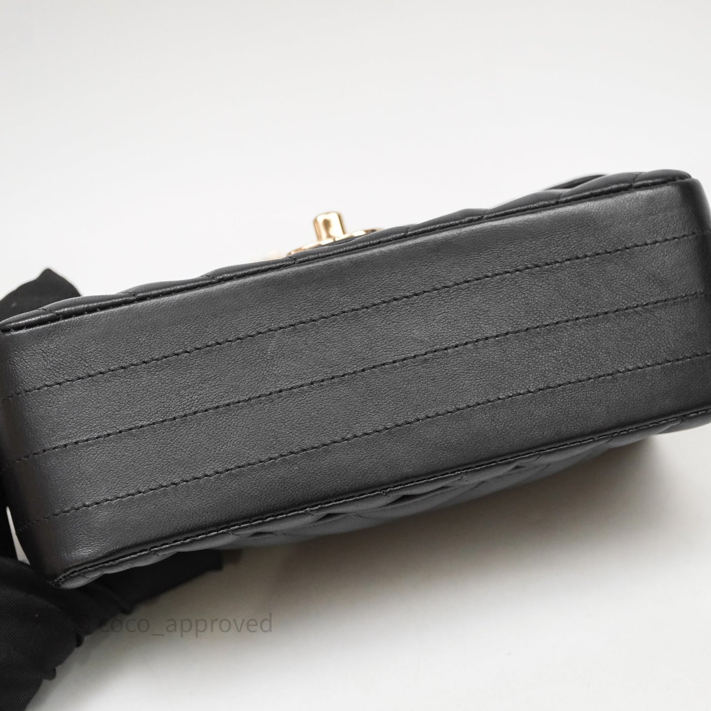 Chanel Quilted Mini Rectangular Chevron Black Lambskin Gold Hardware