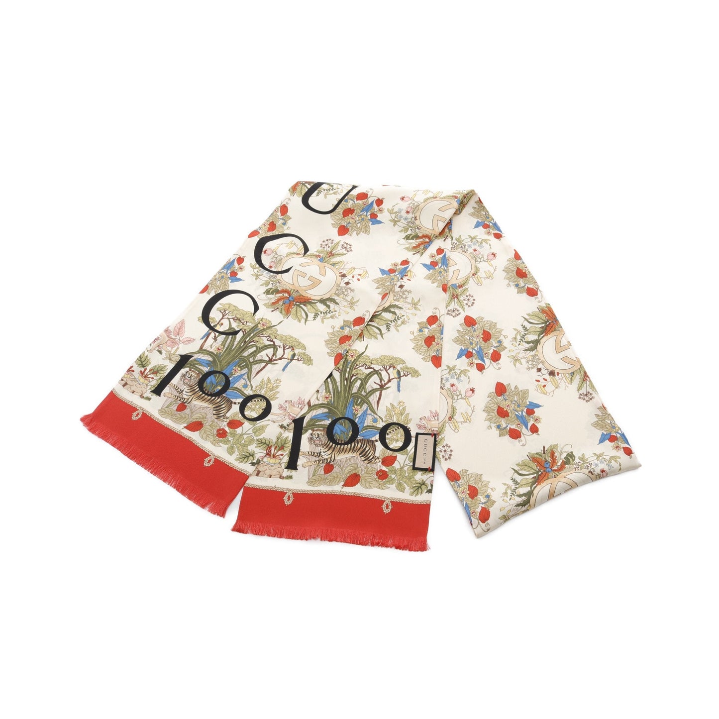 Luxury Gucci Trending 2025 Scarf Botanical Silk Beige Multicolor 100th Anniversary