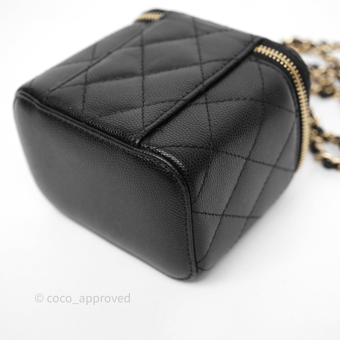 Chanel Mini Vanity With Chain Black Caviar Gold Hardware