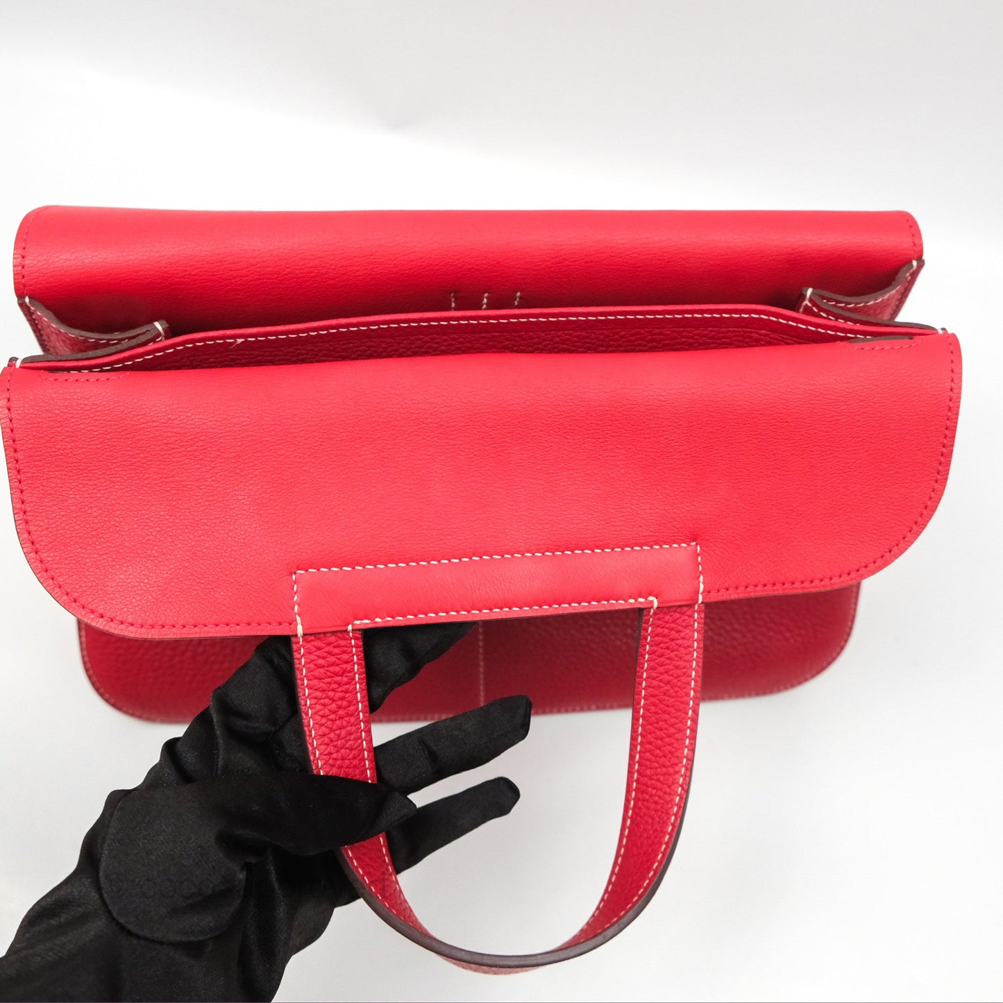 Hermès Halzan 31 Rouge Casque Clemence Palladium Hardware