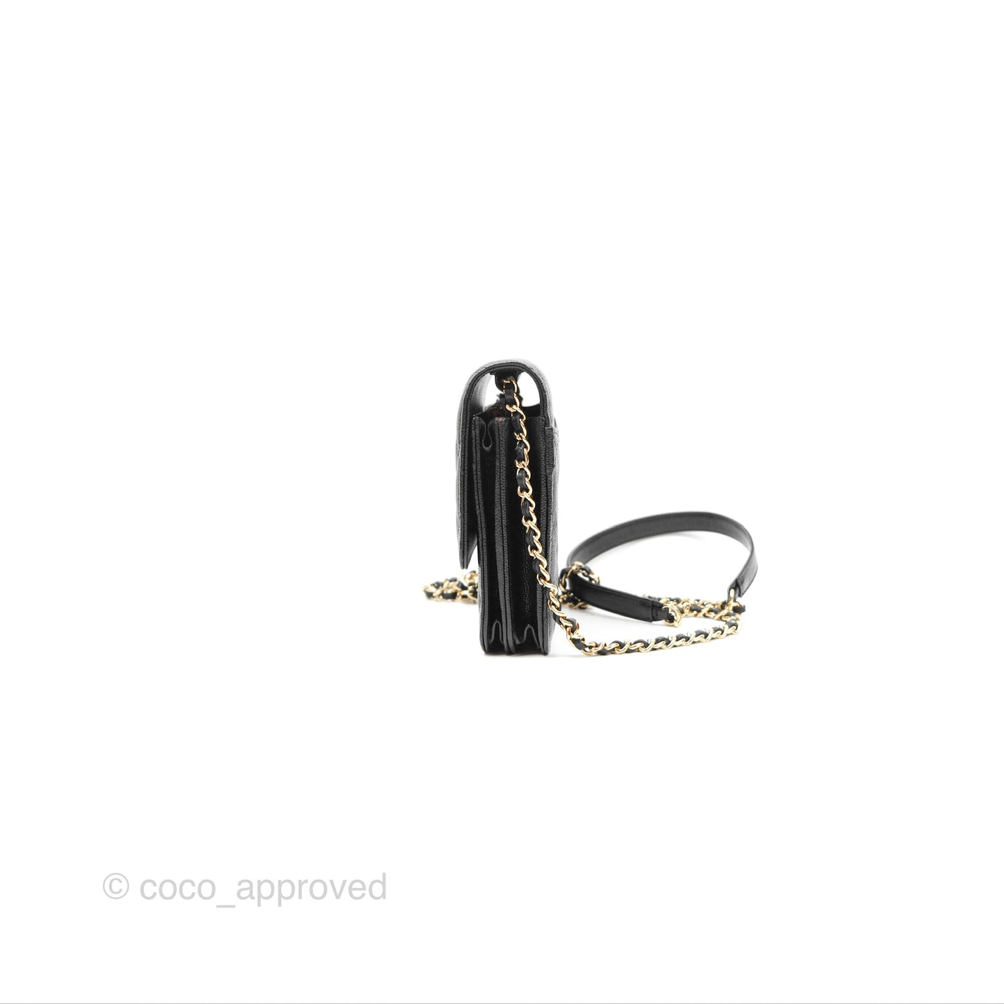 Chanel Square Flap WOC Black Caviar Gold Hardware