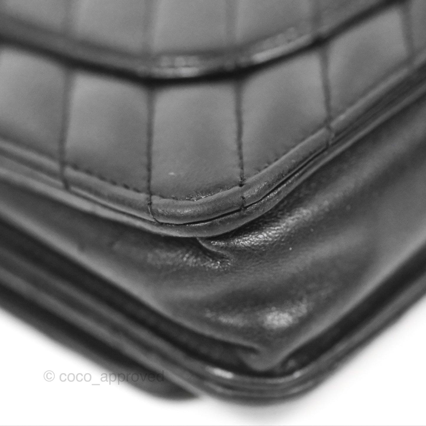 Chanel Classic Chevron Wallet on Chain WOC Black Lambskin Silver Hardware