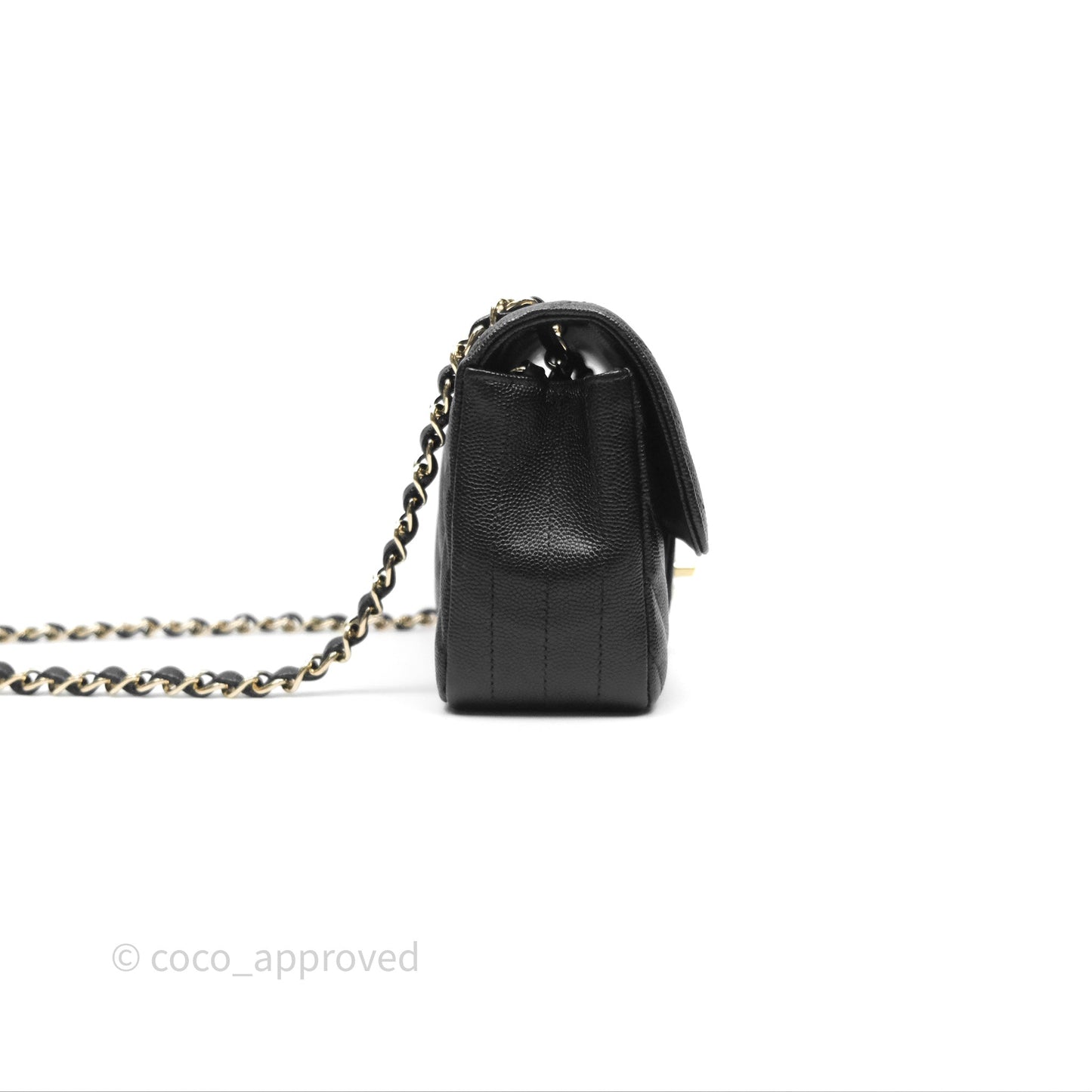 Chanel Mini Rectangular Chevron Black Caviar Gold Hardware