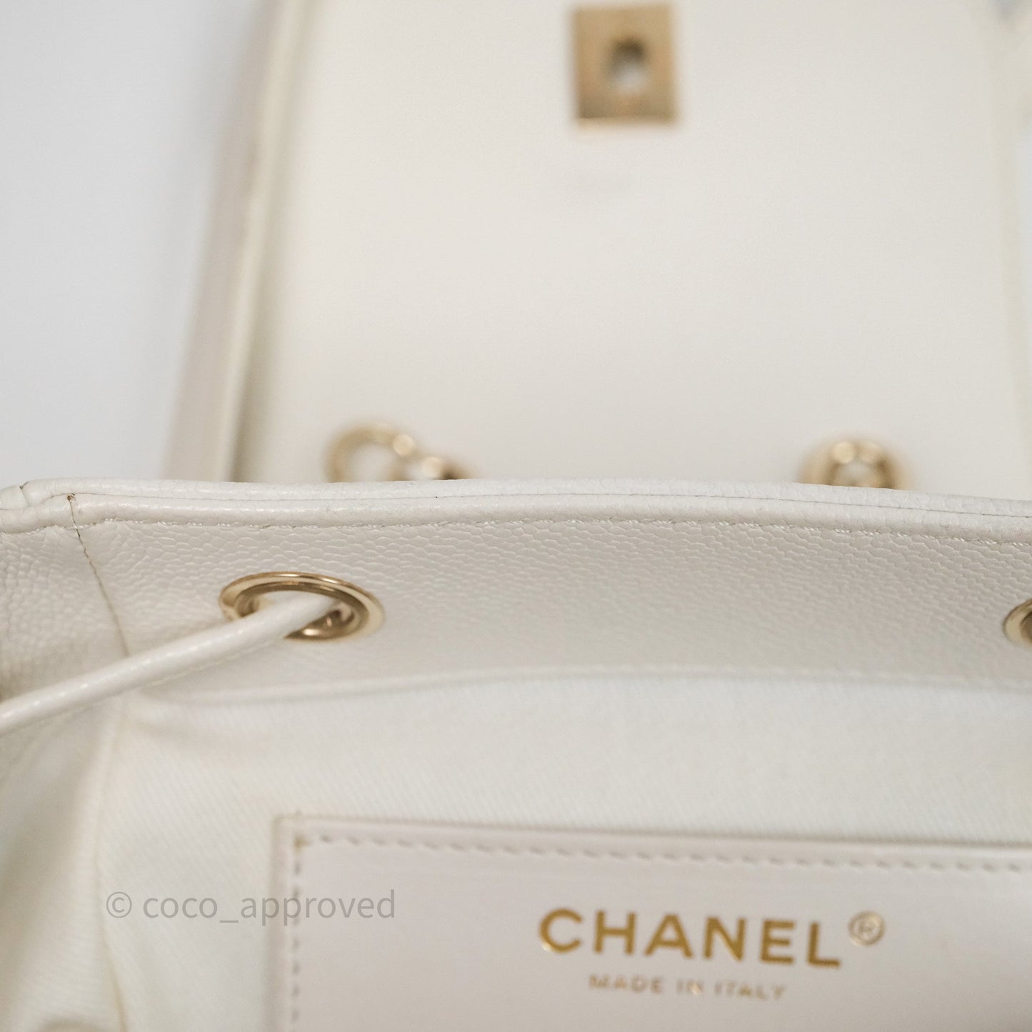 Chanel Quilted Business Affinity Backpack Ivory White Caviar Gold Hardware
