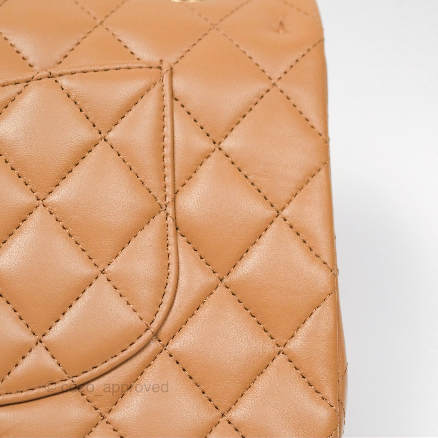 Chanel Classic M/L Medium Flap Quilted Dark Beige Lambskin Gold Hardware 22K
