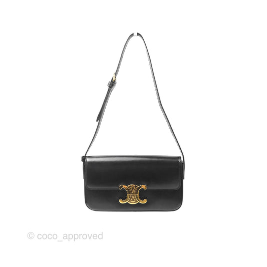 Celine Triomphe Shoulder Bag Black Calfskin