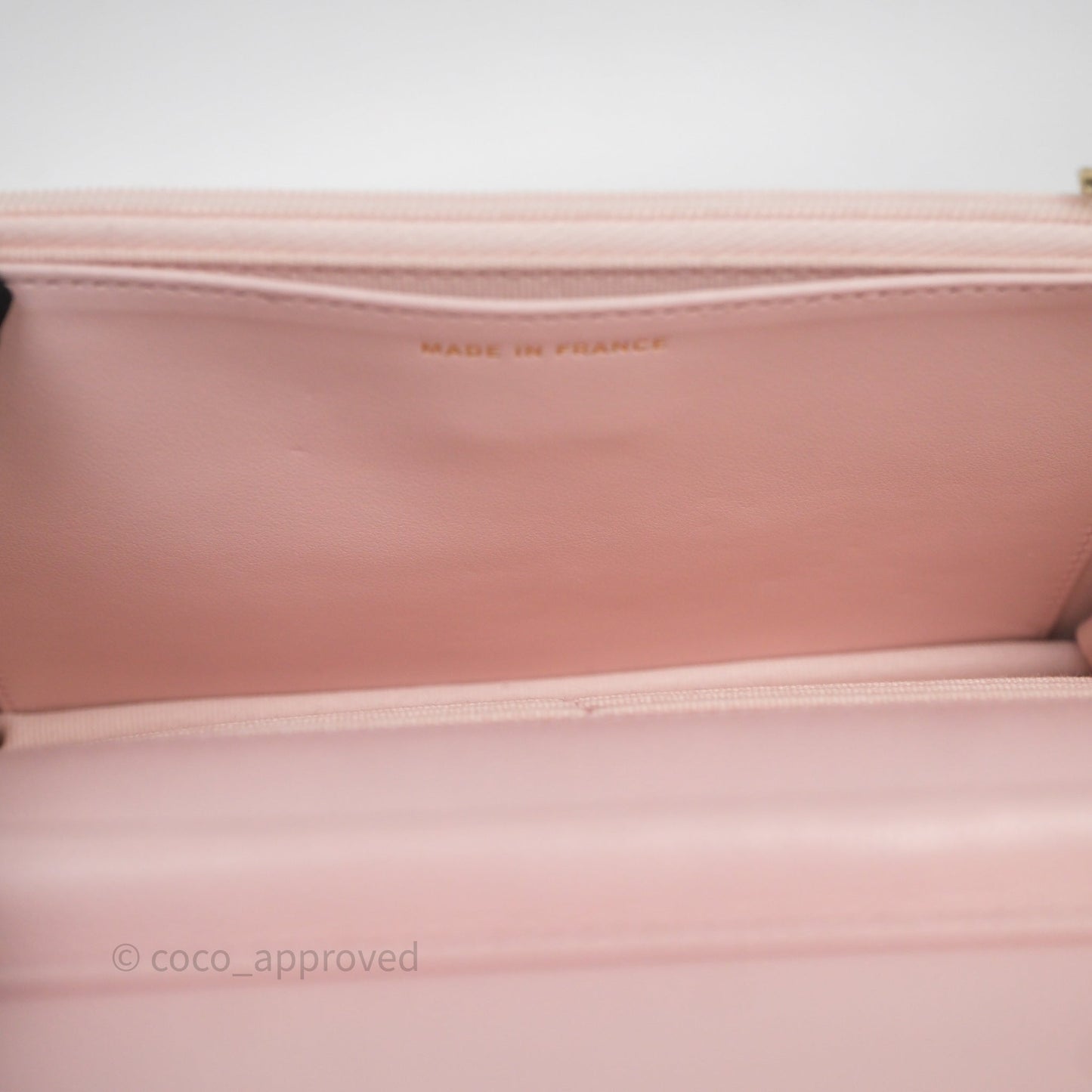 Chanel Classic Quilted Wallet on Chain WOC Light Pink Caviar Gold Hardware
