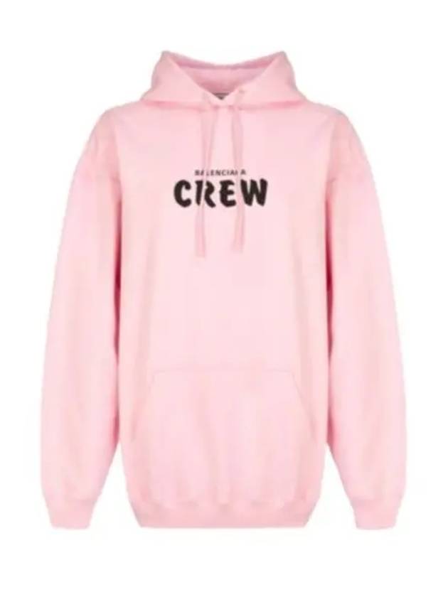 Luxury Balenciaga Crew Logo Print Oversized Hoodie Pink