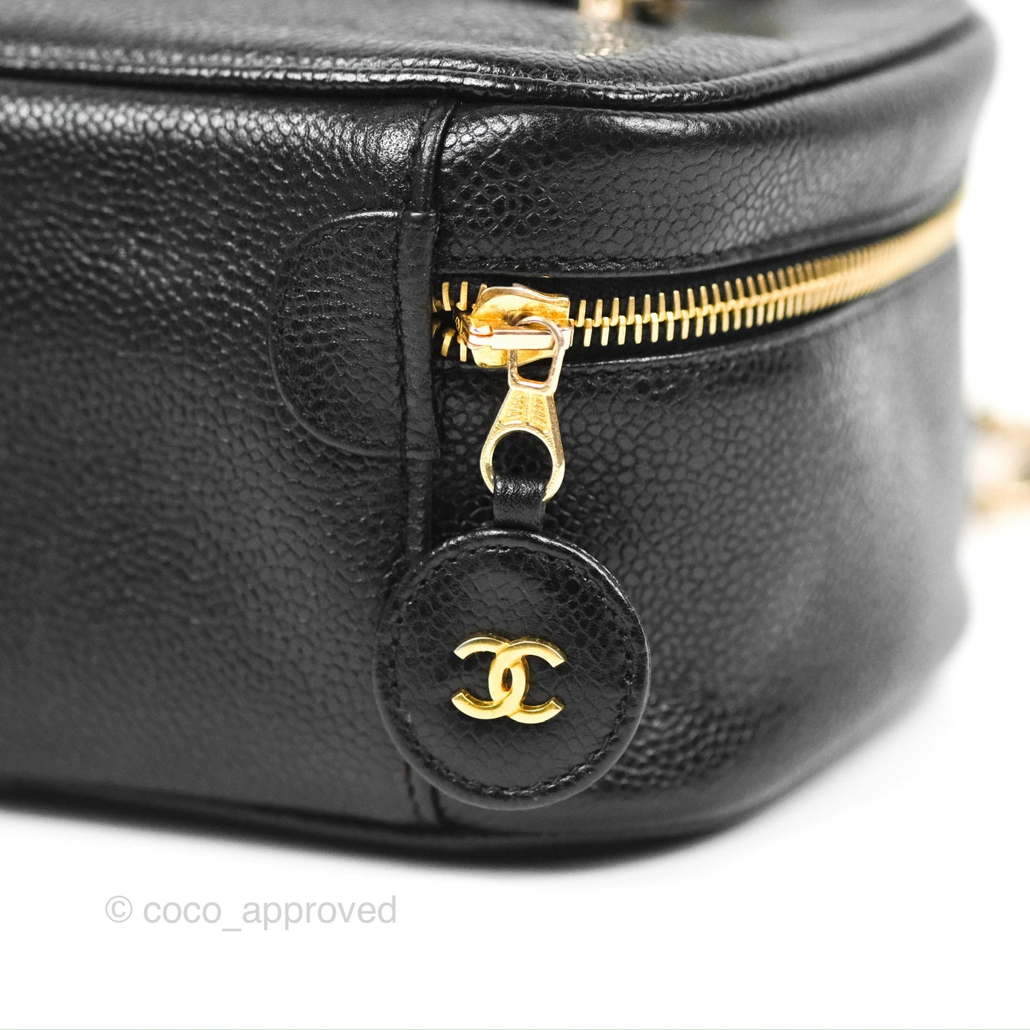 Chanel Vintage Vanity Case Black Caviar Gold Hardware