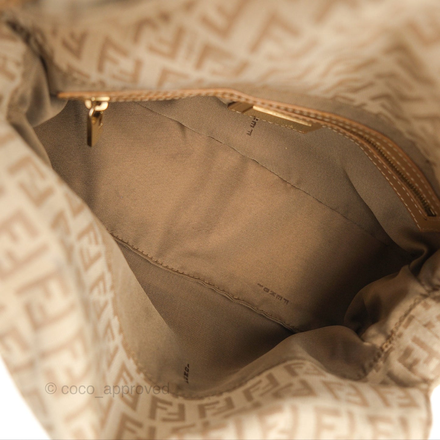 Fendi Vintage Baguette Shoulder Bag Beige Zucchino Canvas