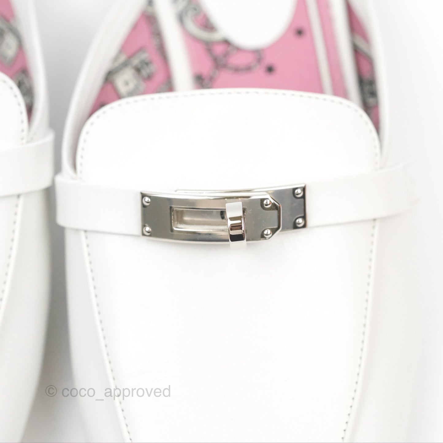 Hermès Oz Mules White Calfskin Silver Hardware Size 39