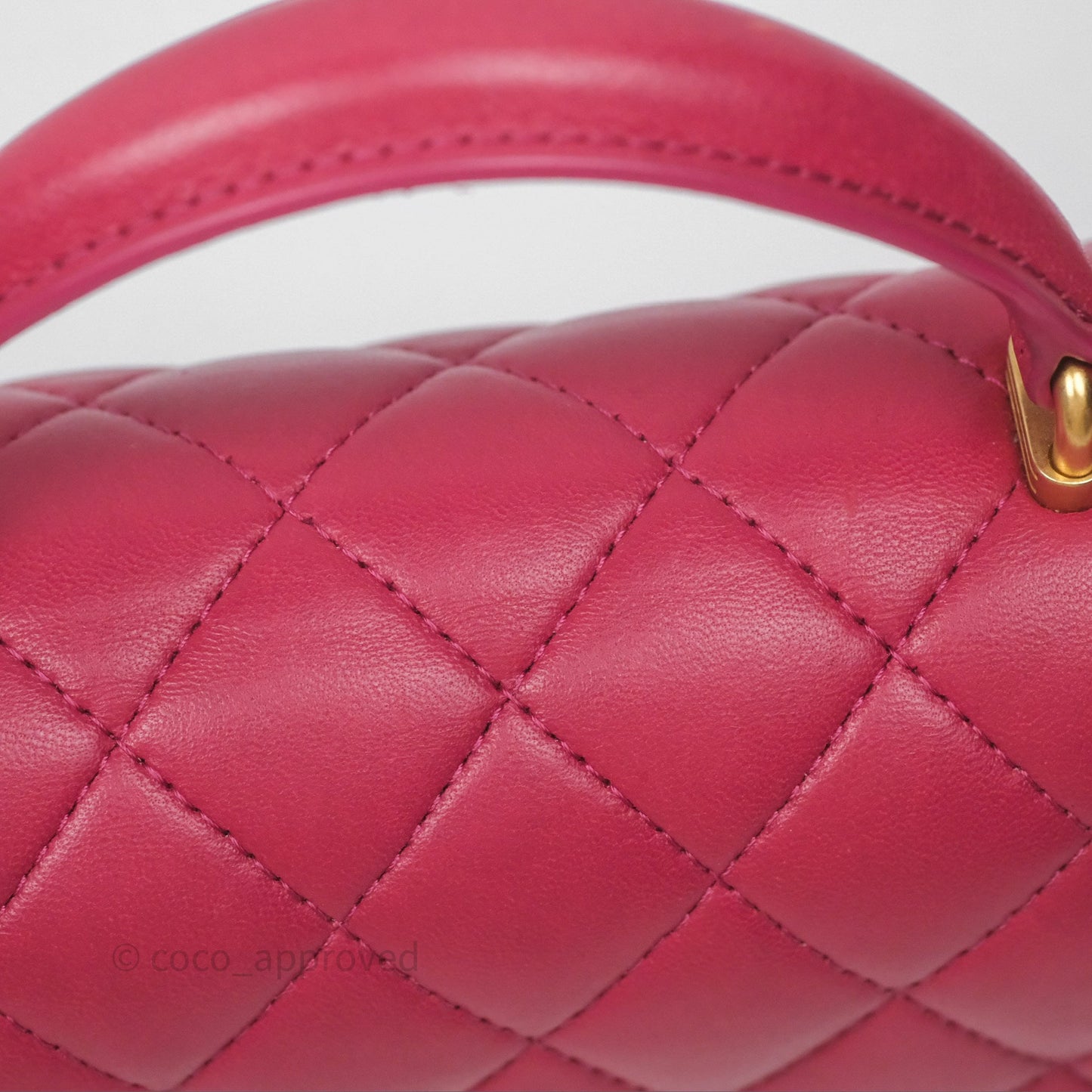 Chanel Top Handle Mini Rectangular Flap Red Lambskin Aged Gold Hardware