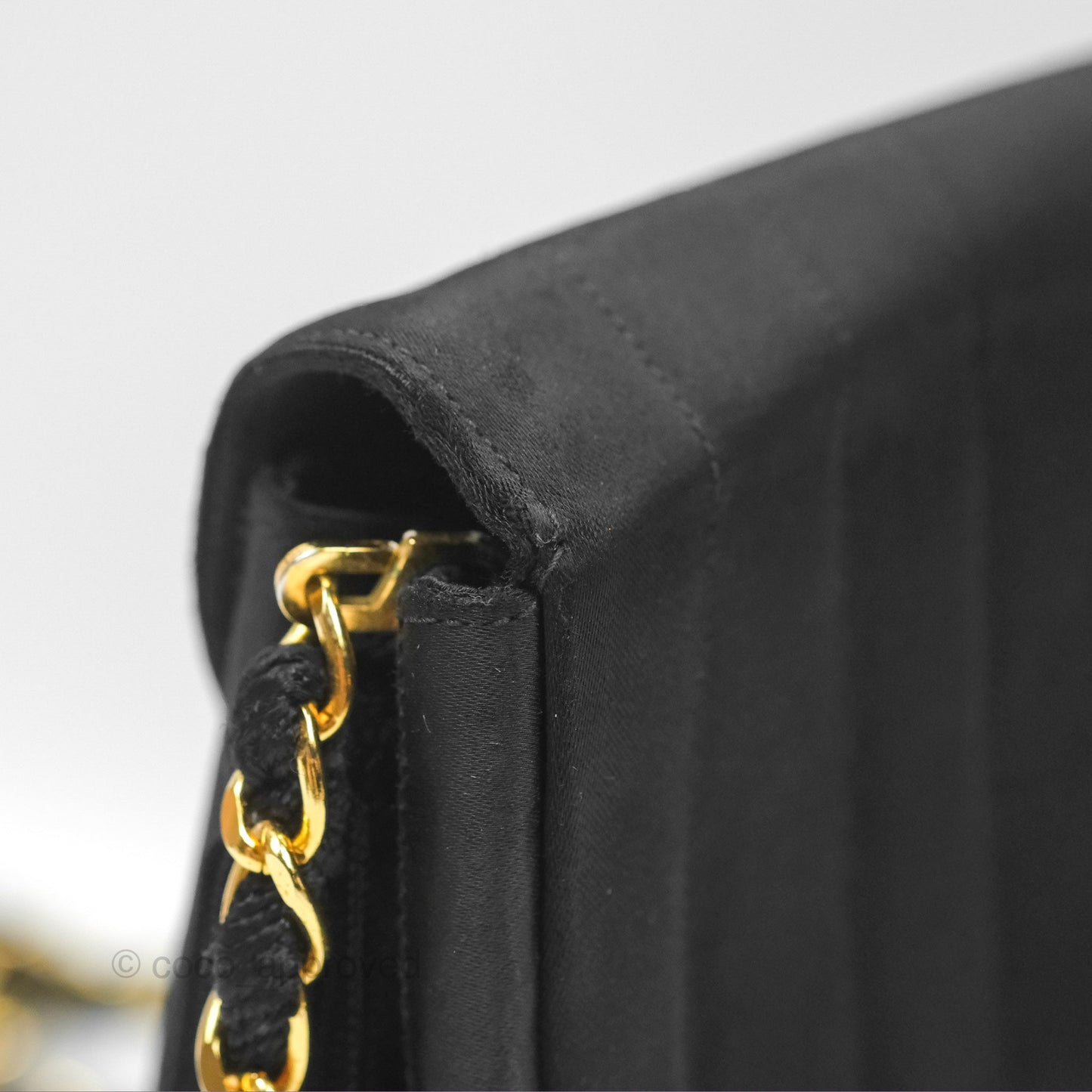 Chanel Vintage Half Moon Tassel Flap Black Satin 24K Gold Hardware