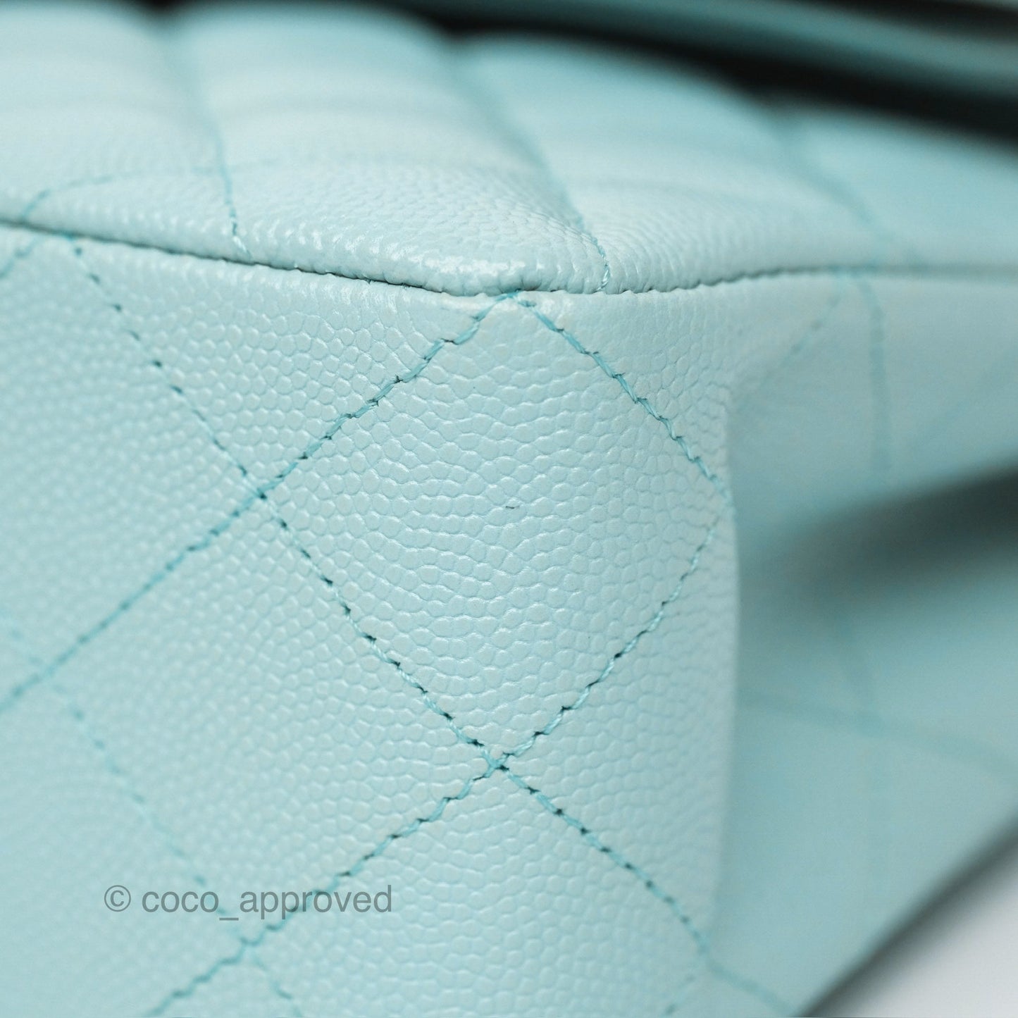 Chanel Small S/M Classic Flap Quilted Tiffany Blue Caviar Gold Hardware