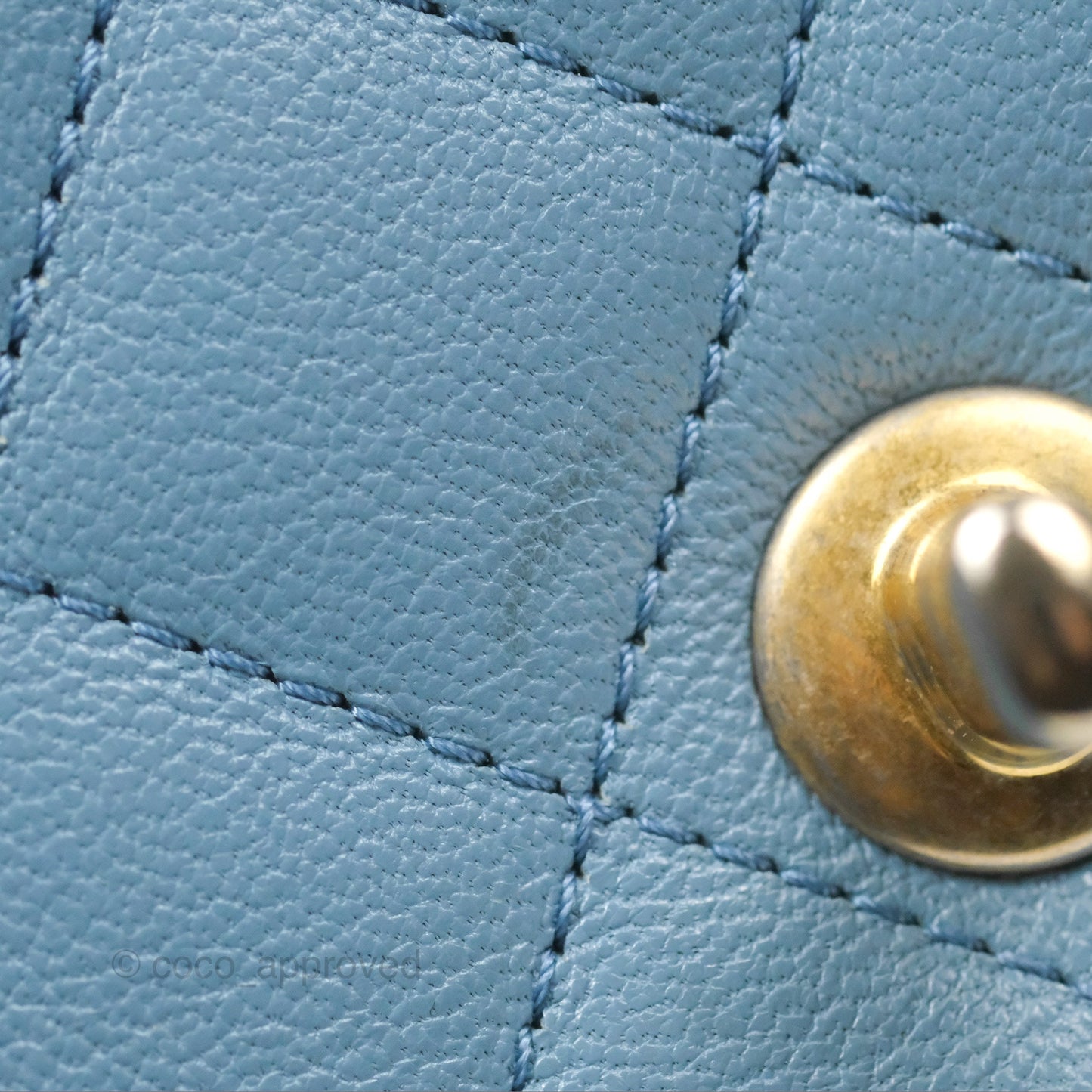Chanel Curved Flap Bag Blue Lambskin Aged Gold Hardware