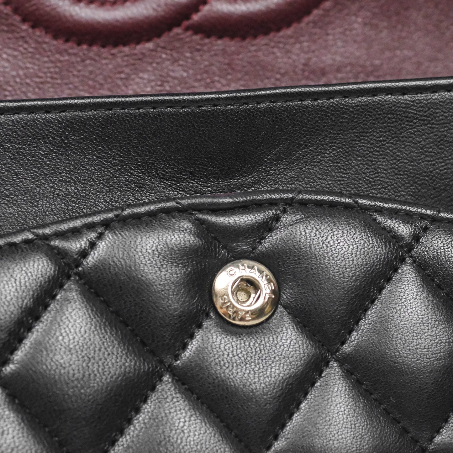 Chanel Classic M/L Medium Flap Quilted Black Lambskin Silver Hardware