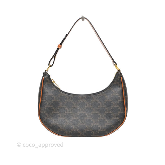 Celine Medium Ava Bag In Triomphe Canvas Calfskin Tan