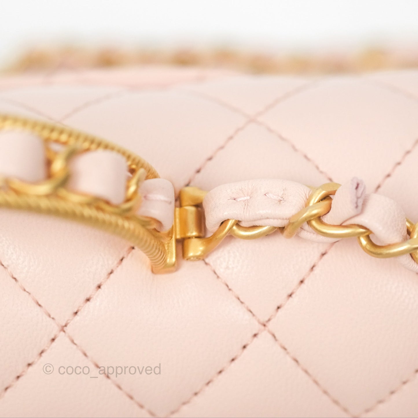 Chanel Top Handle Mini Rectangular Flap Bag Light Pink Lambskin Aged Gold Hardware