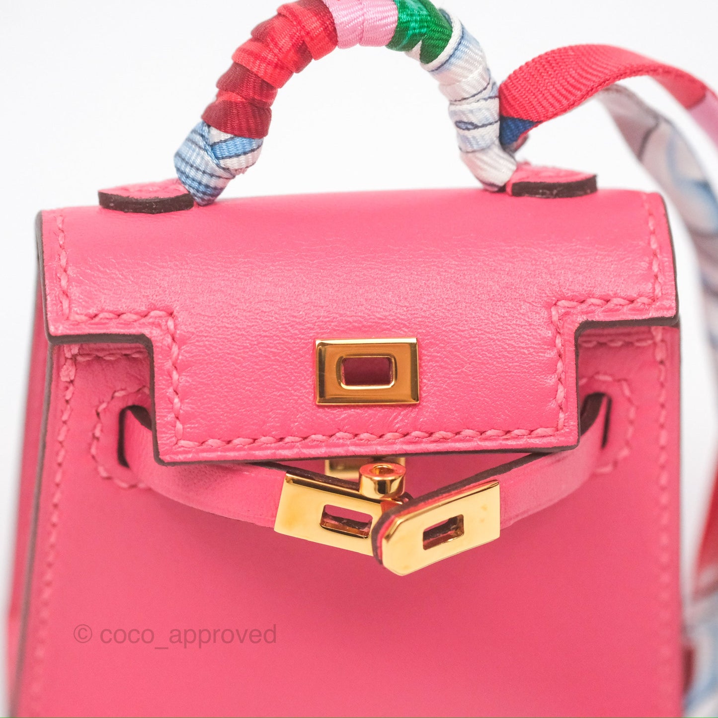 Hermès Kelly Twilly Around Bag Charm Pink Tadelakt Gold Hardware
