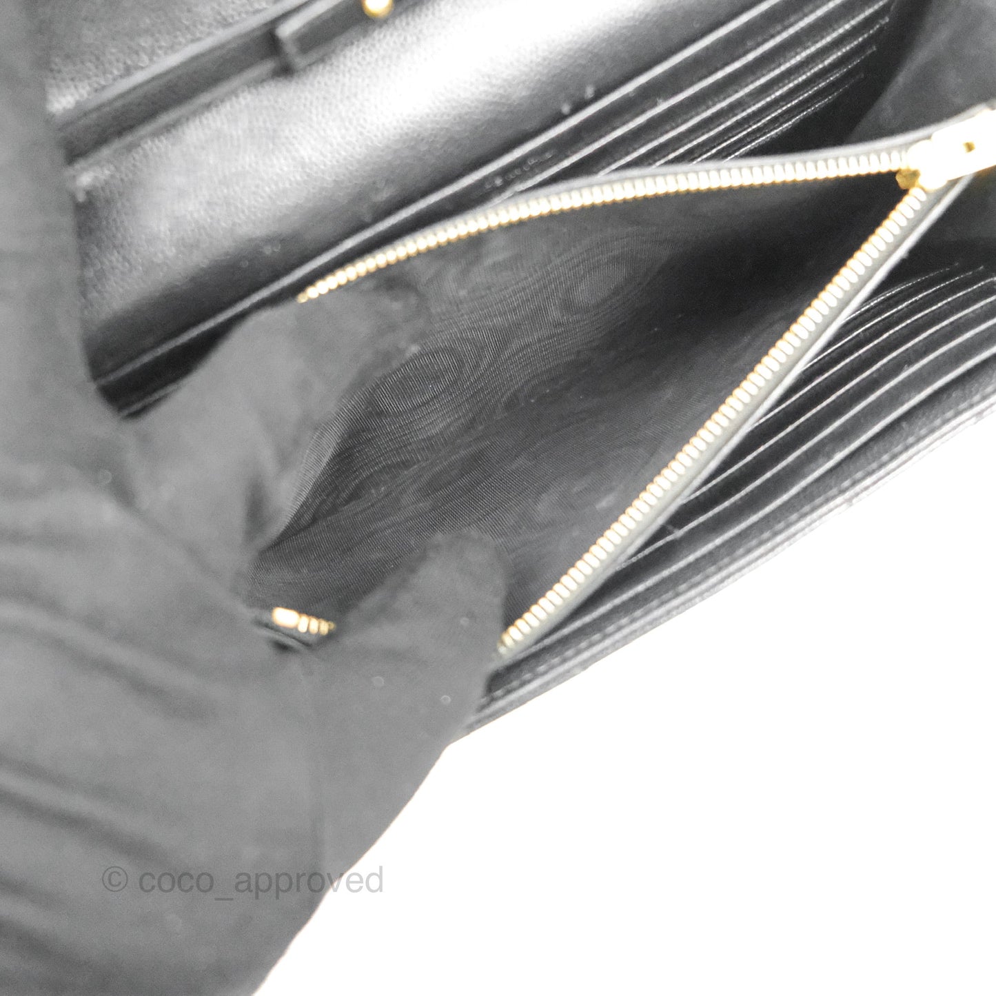 Saint Laurent Wallet on Chain WOC Black Grained Leather Gold Hardware
