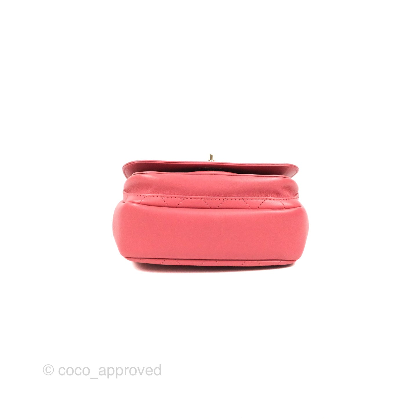 Chanel Small Flat Quilt Round Flap Bag Pink Calfskin Gold Hardware