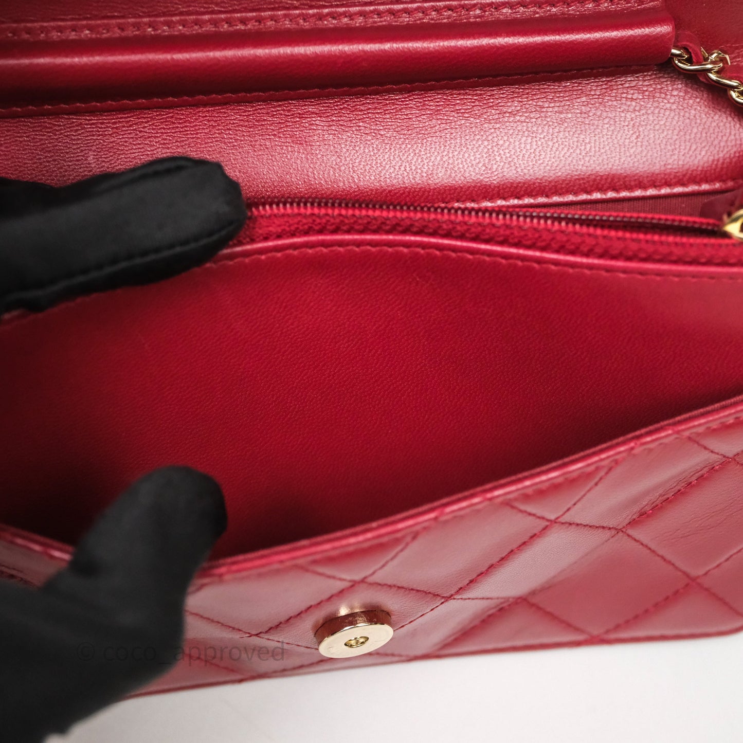 Chanel Wallet On Chain Red Calfskin Bag Gold hardware