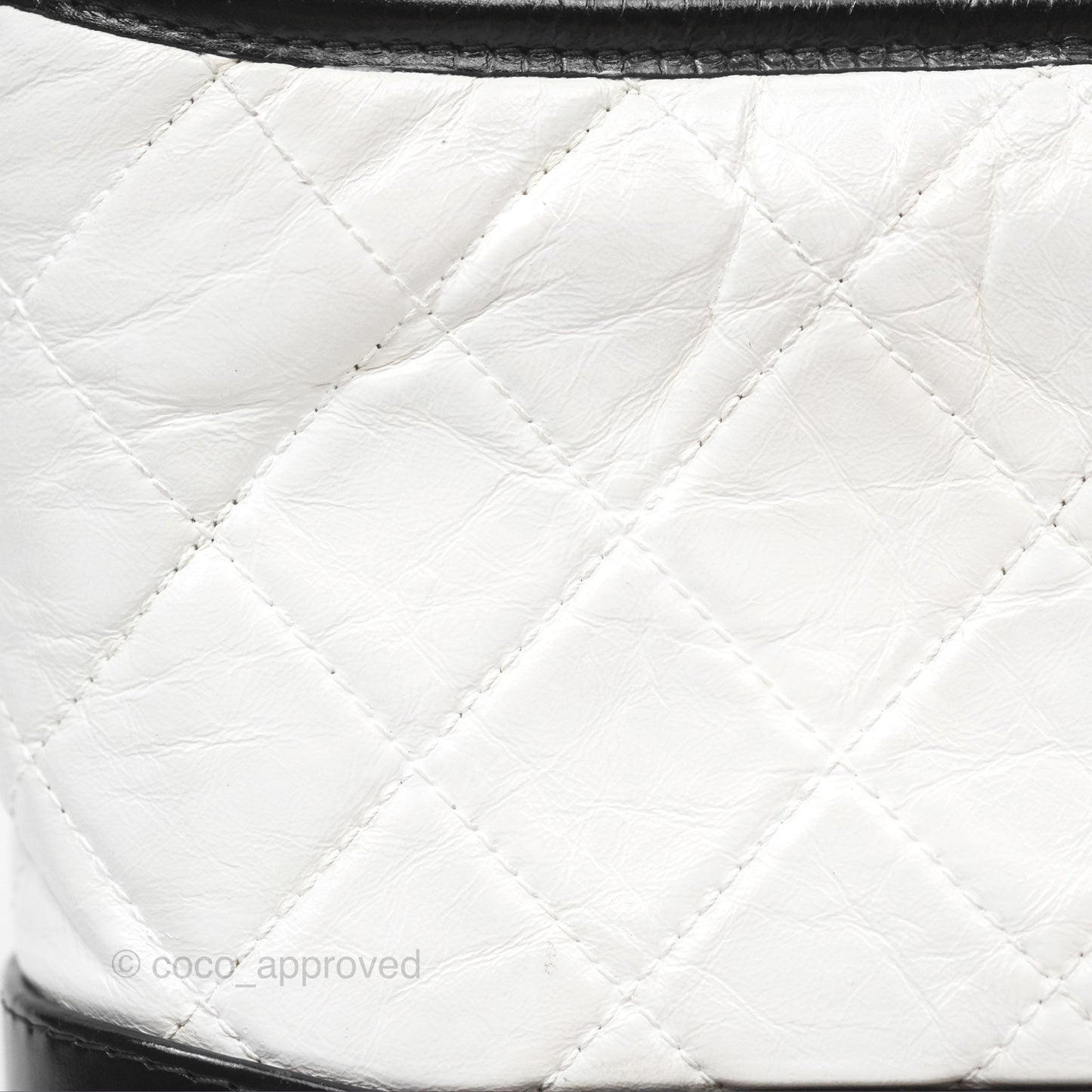 Chanel Small Gabrielle Hobo Quilted Black White Aged Calfskin