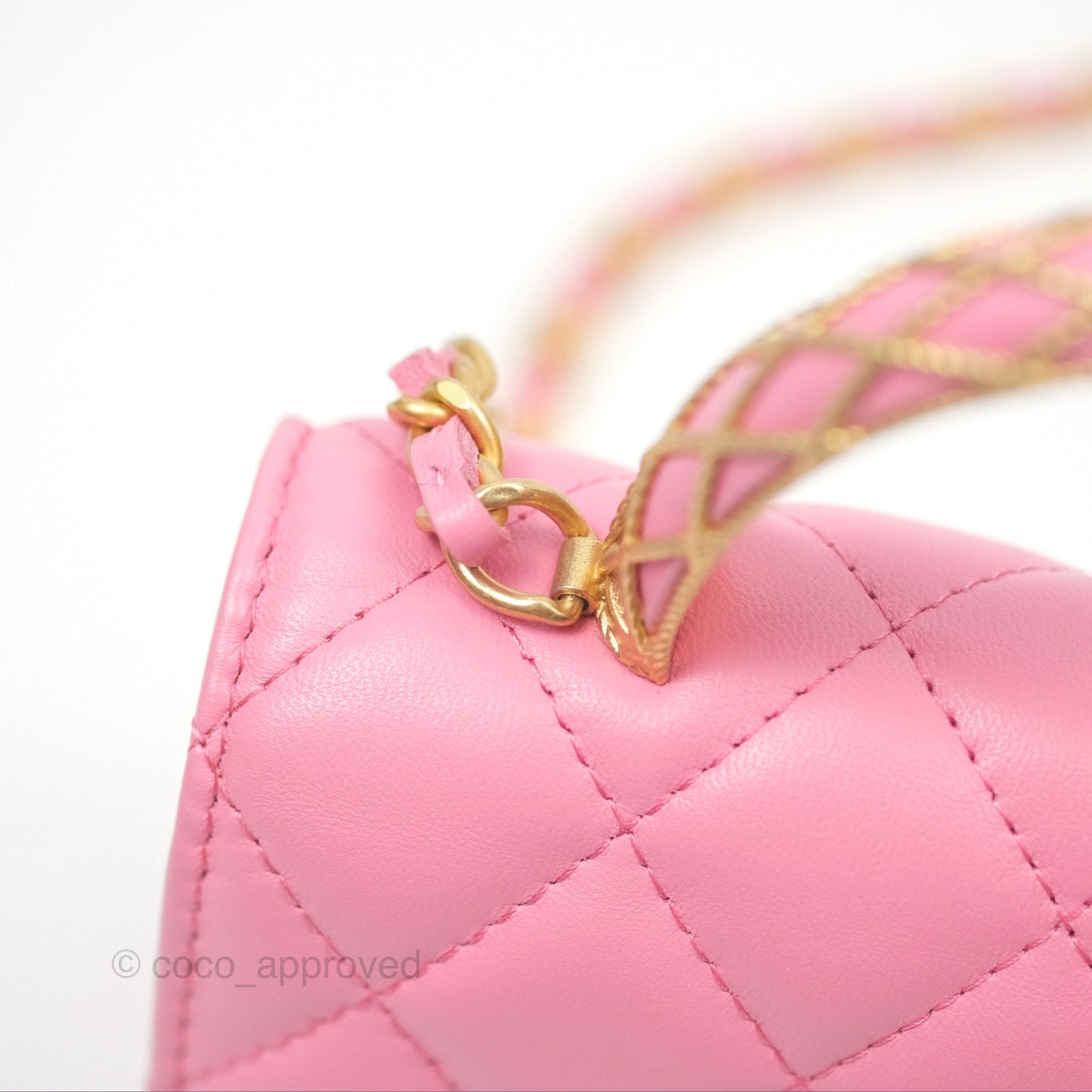Chanel Top Handle Mini WOC Phone Holder with Chain Pink Lambskin