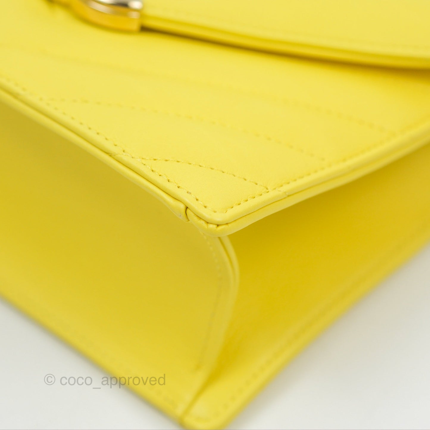 Chanel Chevron Square Envelope Flap Bag Yellow 19C