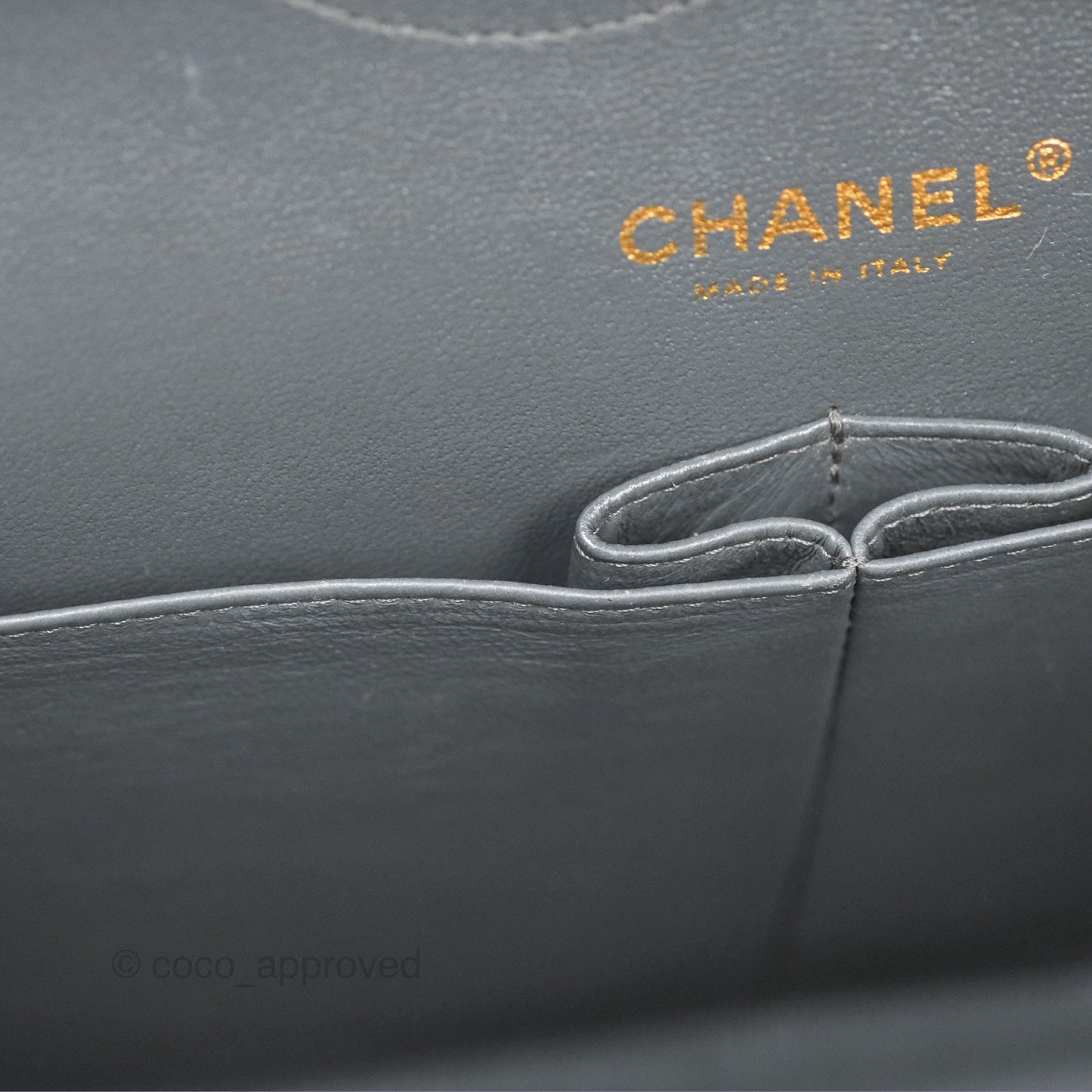 Chanel Jumbo Double Flap Dark Grey Lambskin Brushed Gold Hardware⁣⁣