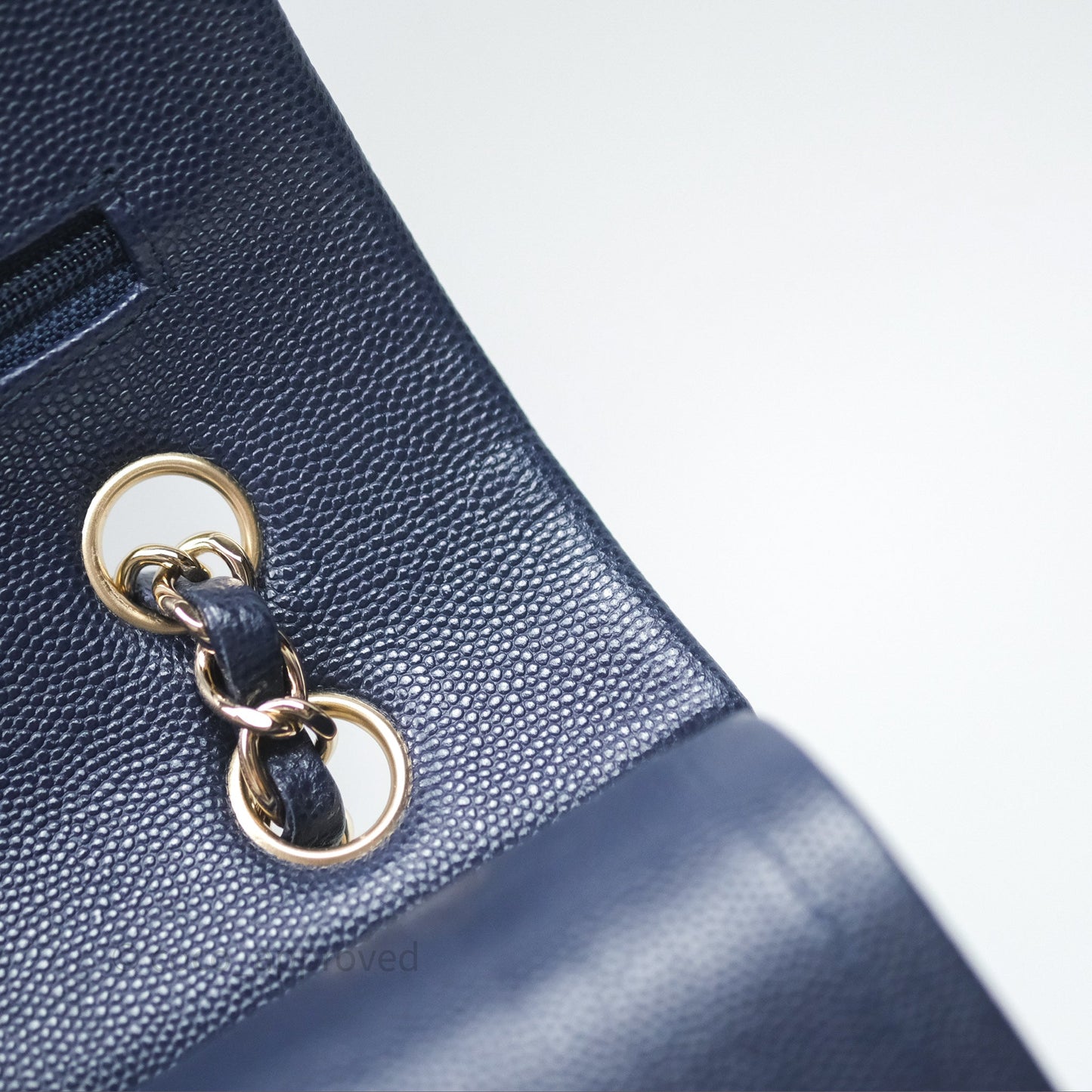 Chanel Classic M/L Medium Flap Quilted Navy Caviar Gold Hardware 21S