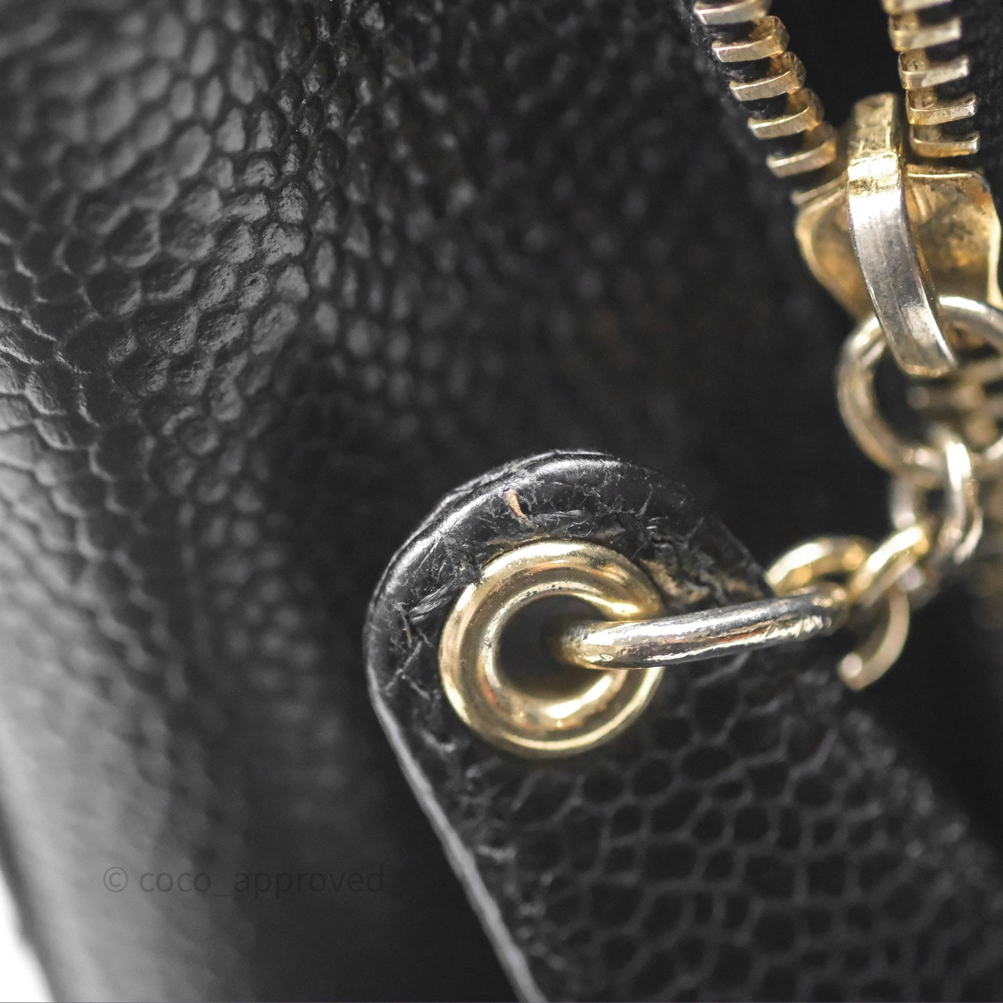 Chanel Vintage Quilted CC Tote Black Caviar Gold Hardware
