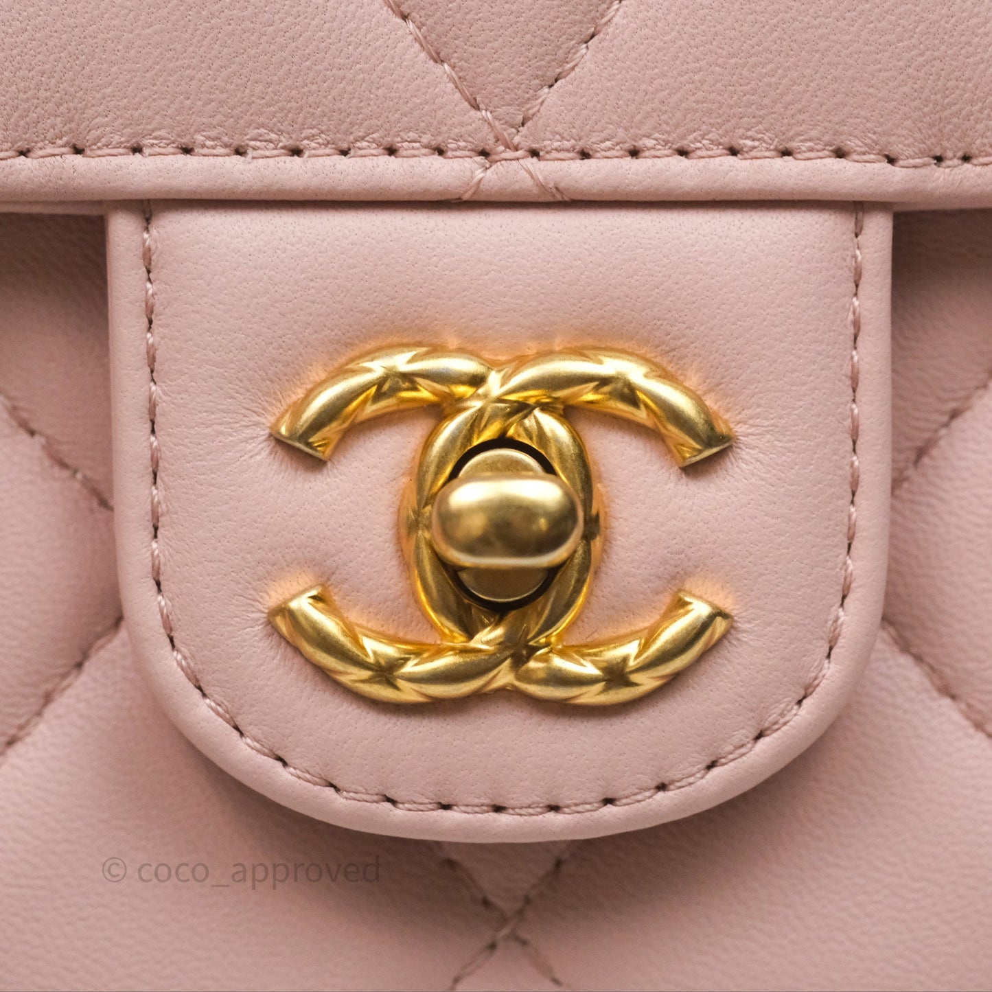 Chanel Top Handle Flap Bag Pink Lambskin Aged Gold Hardware 23S