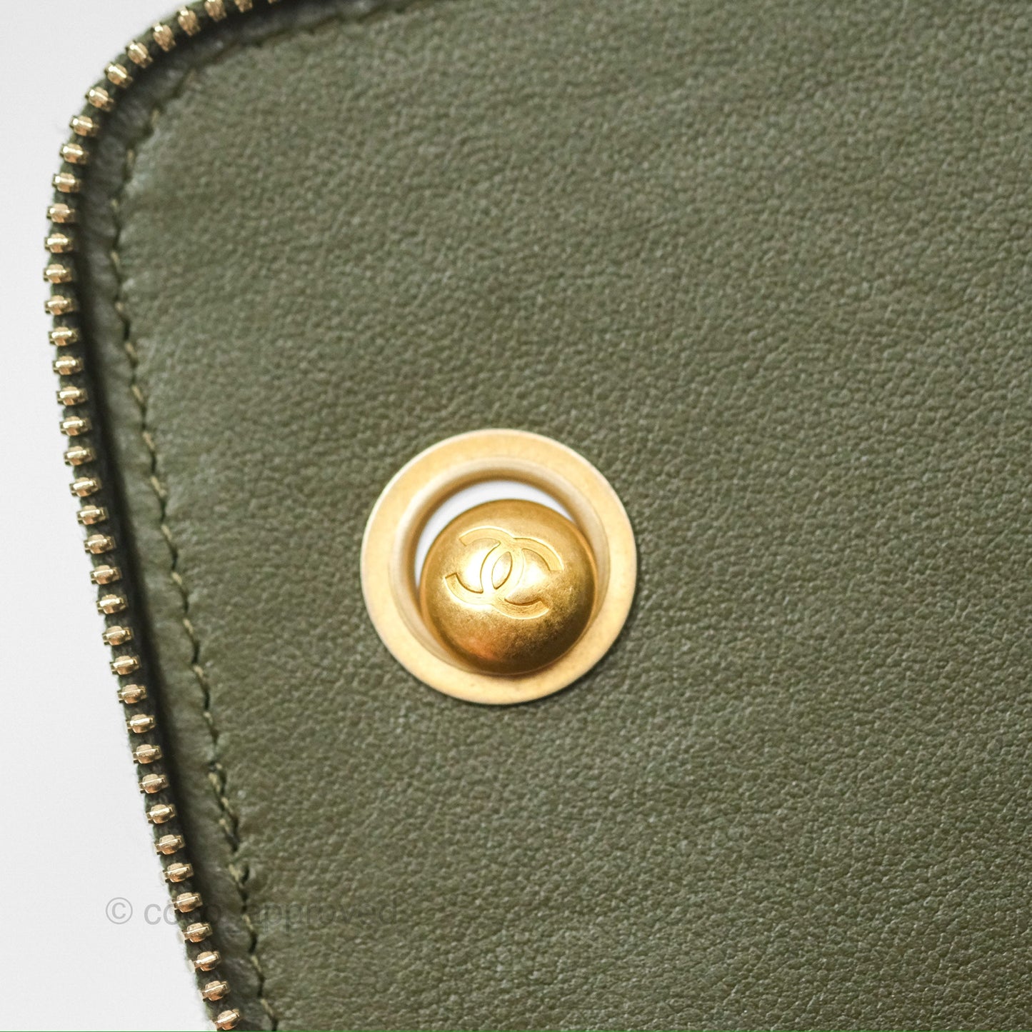 Chanel All Slide Vanity with Adjustable Chain Dark Olive Green Lambskin Aged Gold Hardware