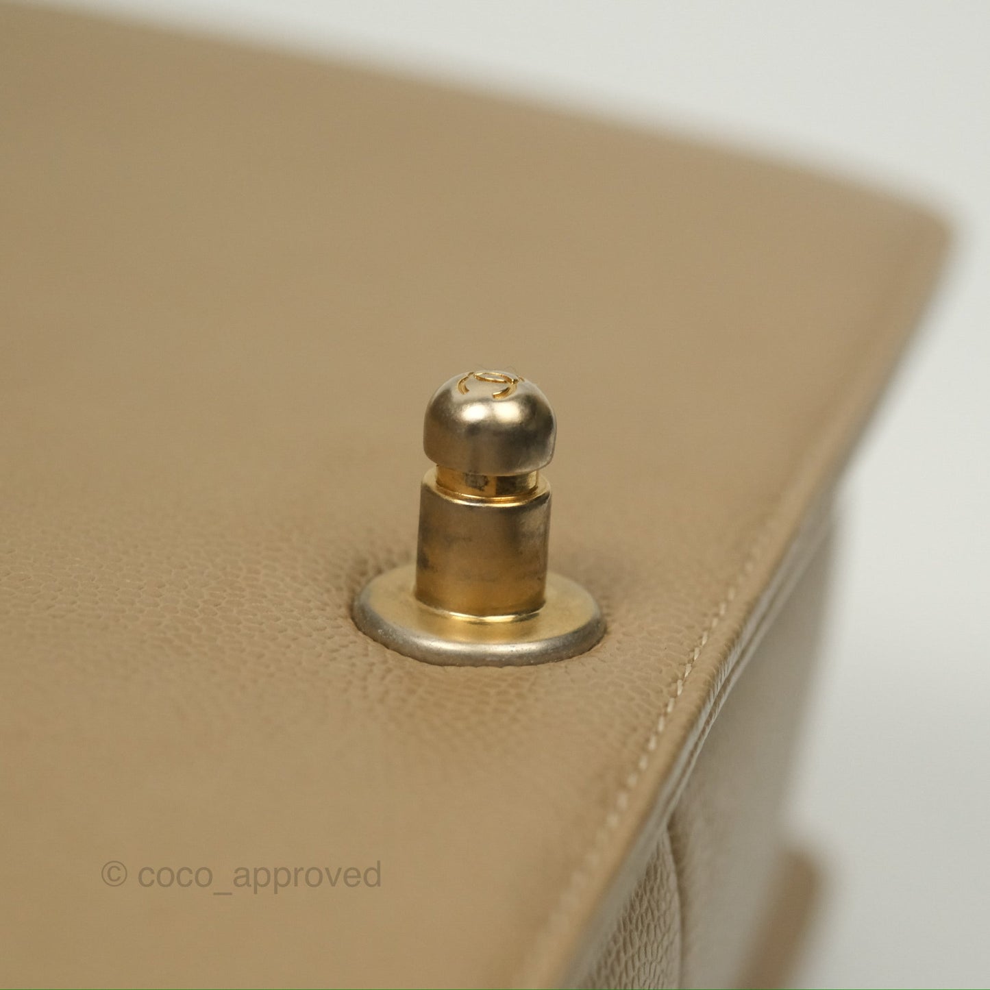 Chanel Medium Boy Chevron Beige Caviar Aged Gold Hardware
