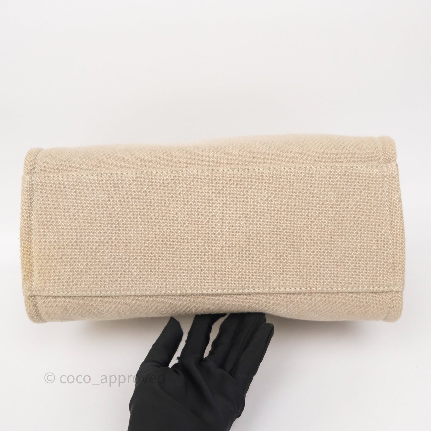 Chanel New Small Deauville Tote Beige Canvas Gold Hardware