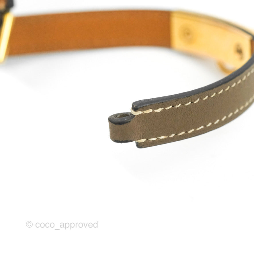 Hermès Rivale Double Tour Bracelet Etoupe Gold Hardware
