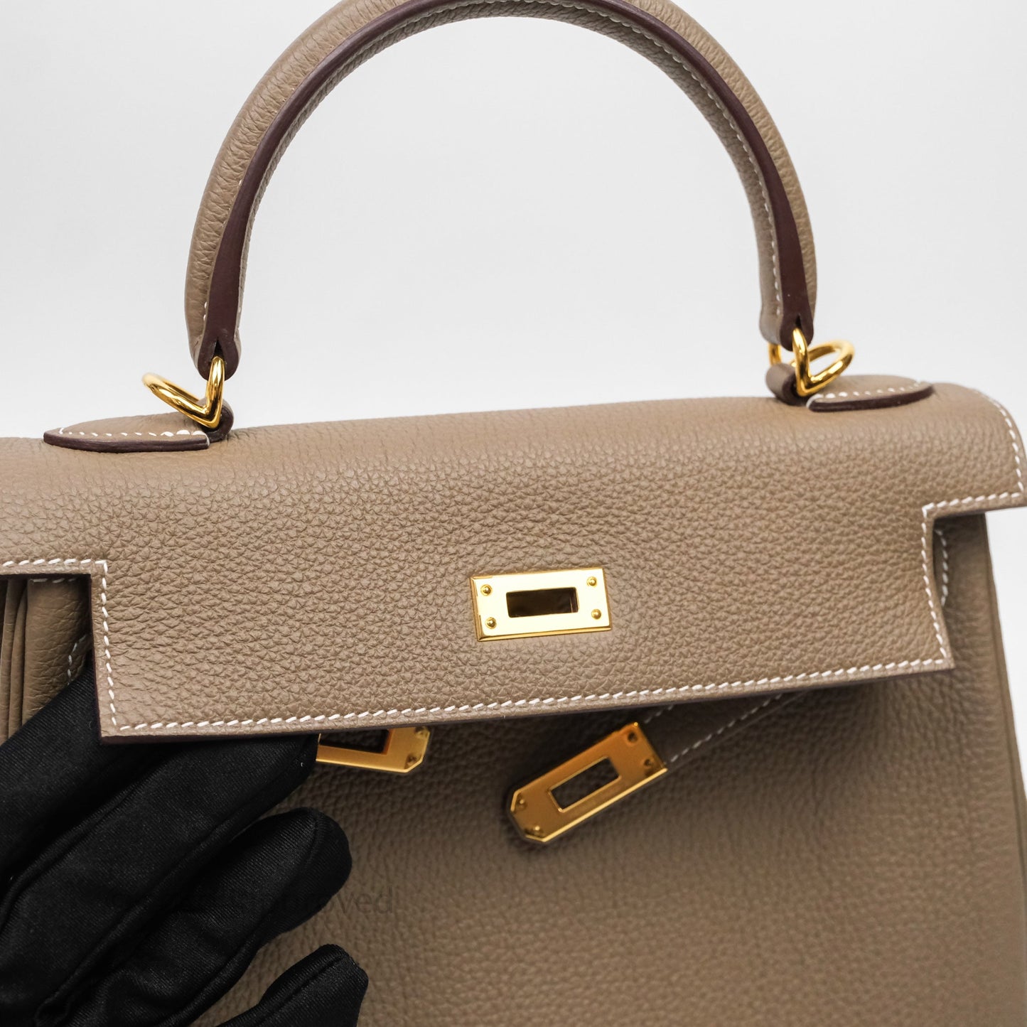 Hermes Kelly 25 Etoupe 18 Togo Gold Hardware