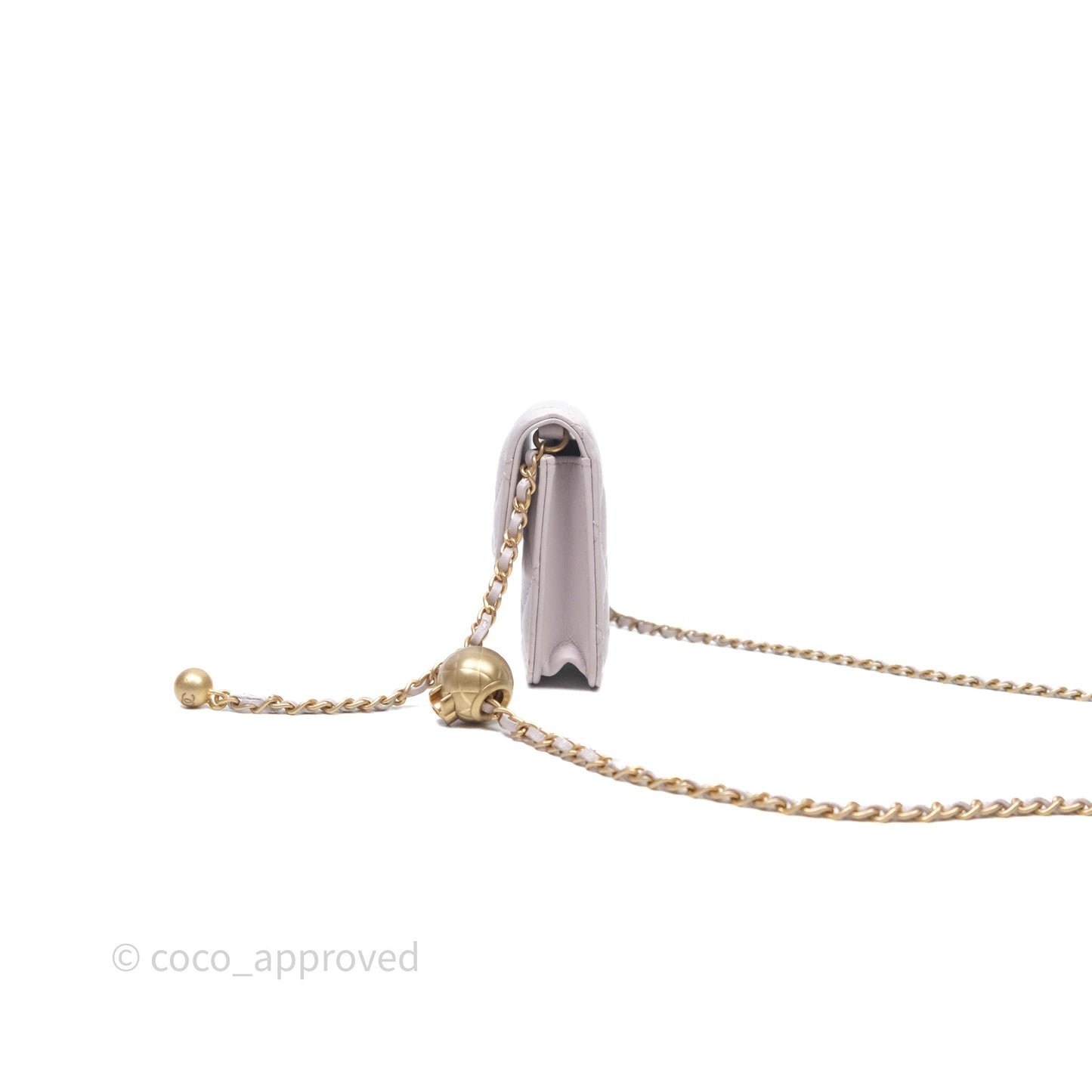 Chanel Pearl Crush Mini Clutch Belt Bag Lilac Lambskin Aged Gold Hardware